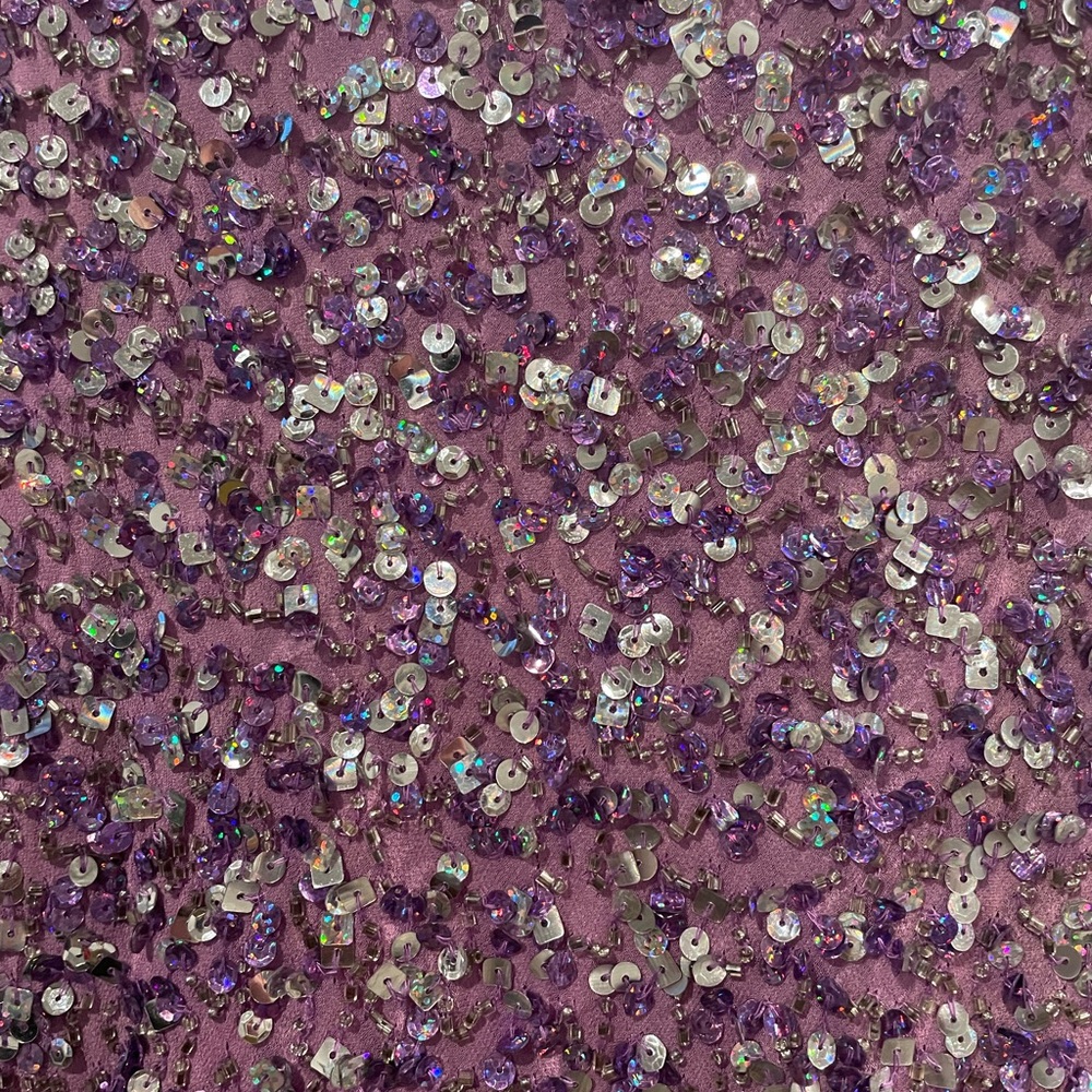 Scala Hand Beaded Sequin Purple Midi Formal Cockt… - image 6